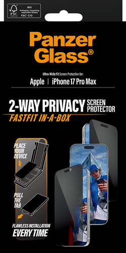 PanzerGlass Privacy Screen Pro UWF Fastfit in-a-box  - Clear - iPhone 17 Pro Max