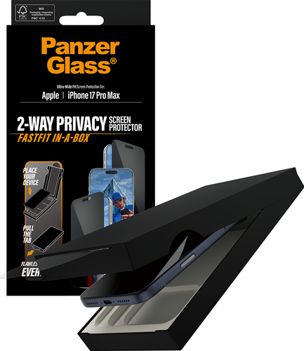 PanzerGlass Privacy Screen Pro UWF Fastfit in-a-box  - Clear - iPhone 17 Pro Max
