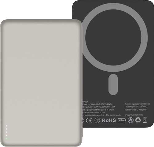 Valenta Powerbank MagSafe Ultra Slim 5.000 mAh - Natural