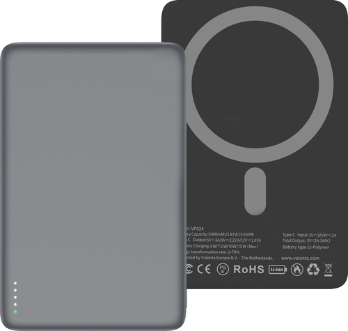 Valenta Powerbank MagSafe Ultra Slim 5.000 mAh - Gris