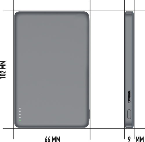 Valenta Powerbank MagSafe Ultra Slim 5.000 mAh - Gris