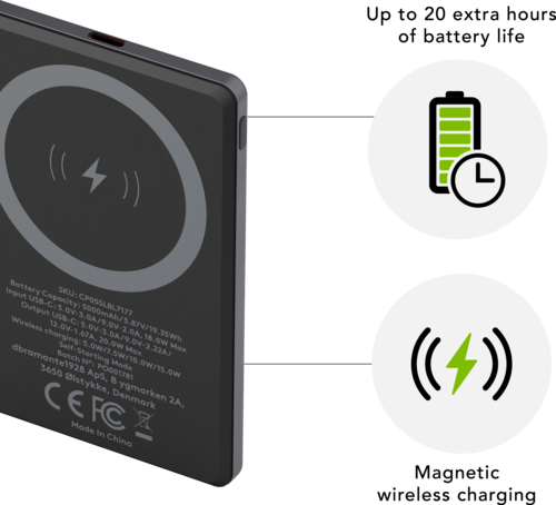 Dbramante re-charge - Power Bank 5K Wireless v2 - Grijs