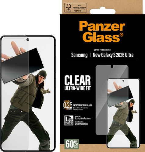 PanzerGlass Screen Protector Ultra-Wide Fit - Clear - Samsung Galaxy S26 Ultra