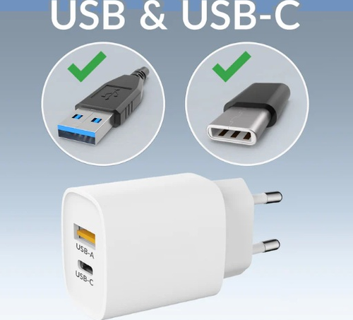 Mobilize Wall Charger USB-C + USB-A 25W with PD/PPS - White (BULK)
