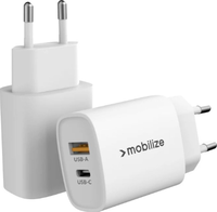 Mobilize Wall Charger USB-C + USB-A 25W with PD/PPS - Wit (BULK)