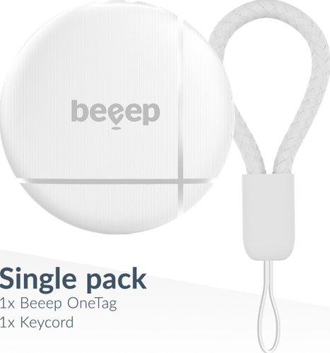 Beeep OneTag Apple Find My & Android Tracker & Keychain - 1 pack - White