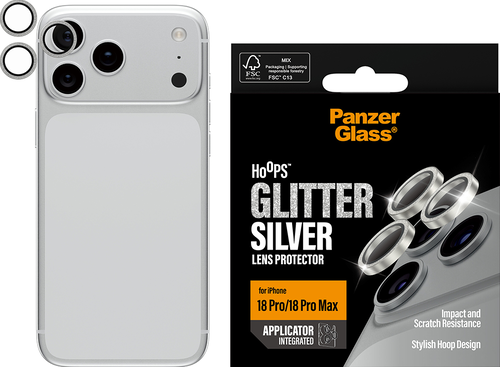PanzerGlass Hoops Lens Protector - Glitter Silver - iPhone 18 Pro/18 Pro Max