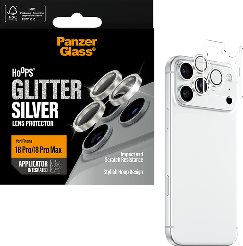 PanzerGlass Hoops Lens Protector - Glitter Silver - iPhone 18 Pro/18 Pro Max