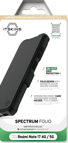 ITSkins Spectrum Folio cover - zwart - voor  Xiaomi Redmi Note 17