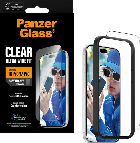 PanzerGlass Screen Protector Ultra-Wide Fit - Clear - voor iPhone 18 Pro/17 Pro