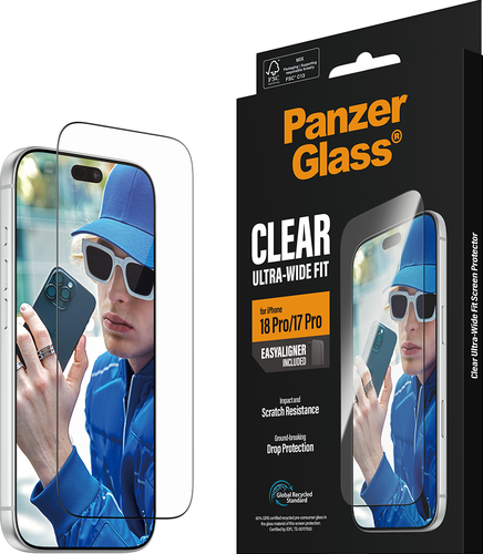 PanzerGlass Screen Protector Ultra-Wide Fit - Clear - voor iPhone 18 Pro/17 Pro
