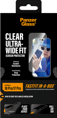 PanzerGlass Screen Protector UWF Fastfit in-a-box - Clear - iPhone 18 Pro/17 Pro