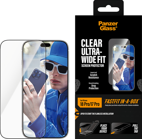 PanzerGlass Screen Protector UWF Fastfit in-a-box - Clear - iPhone 18 Pro/17 Pro