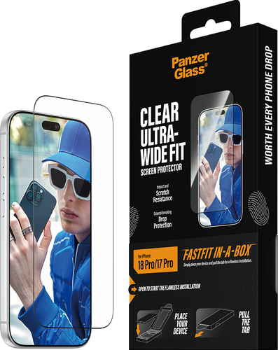 PanzerGlass Screen Protector UWF Fastfit in-a-box - Clear - iPhone 18 Pro/17 Pro