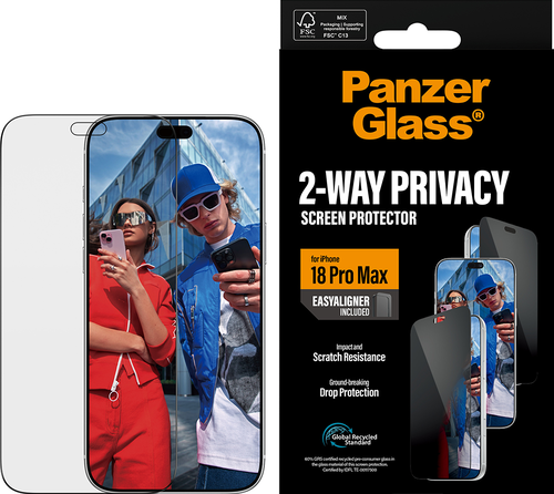 PanzerGlass Privacy Screen Protector Ultra-Wide Fit - Clear - iPhone 18 Pro Max