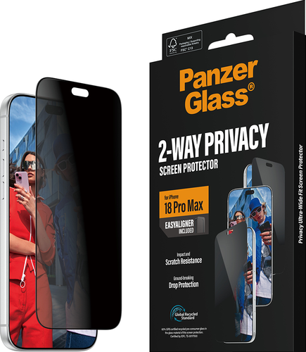 PanzerGlass Privacy Screen Protector Ultra-Wide Fit - Clear - voor iPhone 18 Pro