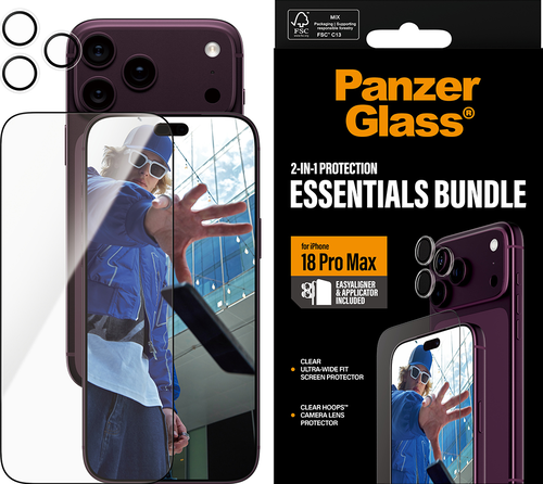 PanzerGlass 2-in-1 Essentials Bundle - Clear - voor iPhone 18 Pro Max