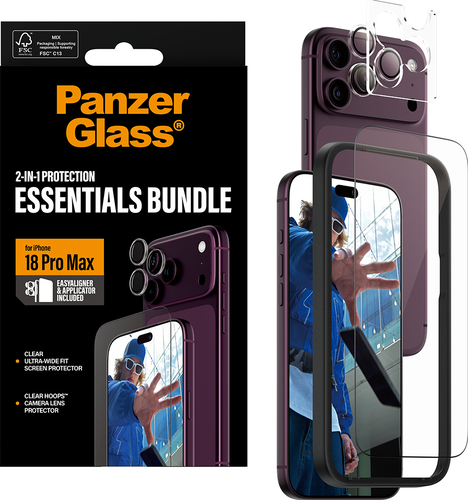 PanzerGlass 2-in-1 Essentials Bundle - Clear - voor iPhone 18 Pro Max