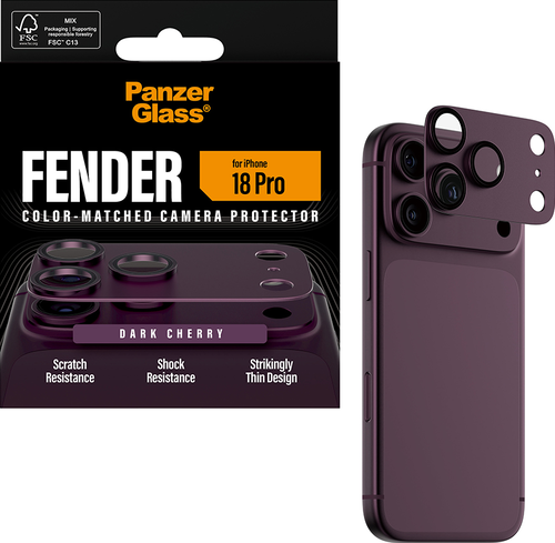 PanzerGlass FENDER Camera Protector - Dark Cherry - iPhone 18 Pro