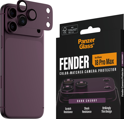 PanzerGlass FENDER Camera Protector - Dark Cherry - iPhone 18 Pro Max