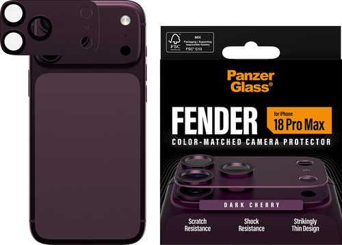 PanzerGlass FENDER Camera Protector - Dark Cherry - iPhone 18 Pro Max