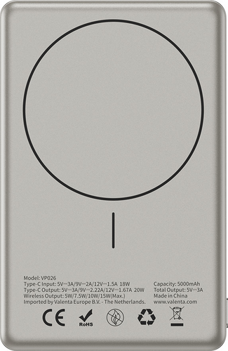 Valenta Powerbank MagSafe Ultra Slim 5.000 mAh - Titanium Natural